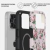 Na zdjęciu widoczne jest etui na telefon z dwuwarstwową ochroną, składające się z silikonowego wnętrza i twardej obudowy zewnętrznej z kwiatowym wzorem. Obok etui znajduje się telefon z trzema obiektywami aparatu, a na zdjęciu umieszczono tekst: "DWUWARST