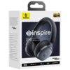 Opakowanie słuchawek nausznych BASEUS XH1 ANC w kolorze czarnym z widocznym logo "baseus" oraz napisami "inspire", "XH1 Noise Cancelling Headphones". Na opakowaniu znajdują się także oznaczenia: "Hi-Res Audio", "Hi-Res Audio Wireless", "LDAC", "Dolby Audi