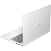 Na zdjęciu widoczny jest srebrny laptop z otwartą pokrywą, na której znajduje się logo "hp". Klawiatura jest ciemnoszara, a obudowa ma gładkie, minimalistyczne wykończenie.