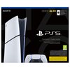 Obraz przedstawia opakowanie konsoli Sony PlayStation 5 Digital Edition z widocznym logo PlayStation oraz napisem "PS5" i "Digital Edition" w kilku językach. Na opakowaniu znajduje się także oznaczenie pojemności 825 GB, logo 4K HDR oraz symbol PEGI 7.