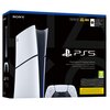 Pudełko konsoli z logo "SONY" i "PS5" oraz napisem "PlayStation 5 Digital Edition" na czarnym tle, z grafiką przedstawiającą konsolę i kontroler. Widoczne oznaczenia: "825 GB", "4K 120", "HDR" oraz symbol klasyfikacji wiekowej "7".