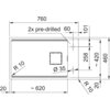 Schemat techniczny zlewozmywaka jednokomorowego z oznaczeniami wymiarów: szerokość 760 mm, głębokość 460 mm, promień narożników R10, otwór Ø 35 mm, oraz dodatkowe wymiary 620 mm, 258 mm, 420 mm, 101 mm, 60 mm i 20 mm. Na schemacie widnieje napis "2x pre-d