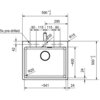Schemat techniczny zlewozmywaka jednokomorowego z wymiarami: szerokość 590 mm, głębokość 500 mm, z otworem na baterię o średnicy 35 mm i pięcioma wstępnie nawierconymi otworami. Widoczne są również promienie zaokrągleń R15 i R20 oraz szczegółowe wymiary p