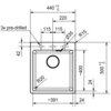 Schemat techniczny zlewozmywaka jednokomorowego z wymiarami: szerokość 440 mm, głębokość 500 mm, z otworem o średnicy 35 mm i promieniami R15 i R20. Widoczne są oznaczenia "3x pre-drilled", "~391", "220", "115", "42", "24", oraz "400".