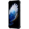 Czarny smartfon z wyświetlaczem przedstawiającym obraz skrzydła w odcieniach bieli i niebieskiego na ciemnym tle. Obudowa telefonu ma wyraźne, solidne krawędzie.