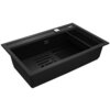 Czarny matowy zlewozmywak jednokomorowy z ociekaczem, model TEKA XXL Nova 80 WS-TG 1B 115230057, o wymiarach 51x79 cm. Produkt ma prostokątny kształt z widocznym otworem odpływowym i ociekaczem z kilkoma szczelinami.