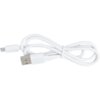 Na zdjęciu znajduje się biały kabel USB z jednym końcem typu USB-A i drugim typu USB-C, zwinięty w pętlę. Kabel jest prosty, bez widocznych oznaczeń ani tekstu.