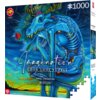 Pudełko puzzli z ilustracją przedstawiającą niebieską, fantastyczną postać z czaszką i różą, na tle gwiaździstego nieba. Na opakowaniu widnieje tekst: "Imagination Good Loot Puzzle Kamil Jakóbczyk" oraz liczba elementów "1000".