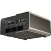Na zdjęciu znajduje się komputer o metalicznej obudowie z widocznymi portami, takimi jak HDMI, USB, OCulink oraz dwa porty sieciowe. Na obudowie znajdują się również otwory wentylacyjne i cztery nóżki.