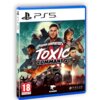 Okładka gry "John Carpenter's Toxic Commando" na PS5 przedstawia postacie z bronią oraz pojazd terenowy na tle księżyca. Widoczne są loga "Saber" i "Focus Entertainment", a w dolnym rogu znajduje się oznaczenie wiekowe 18 z adresem "www.pegi.info".