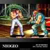 Na zdjęciu widoczna jest scena z gry wideo, przedstawiająca dwóch postaci w dynamicznej pozie na tle fontanny i budynku. Na dole obrazu znajduje się tekst: "NEOGEO", "ART OF FIGHTING 2", "1994 / FIGHTING / NEOGEO", a także oznaczenia "LEVEL-4" i "CREDIT 0