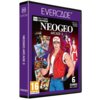 Fioletowe pudełko z napisem "EVERCADE" na górze oraz "NEOGEO ARCADE 3" na środku, przedstawiające postacie z gier i sześć okładek gier. W dolnym rogu widnieje oznaczenie wiekowe "16" oraz informacja "6 GAMES INCLUDED".