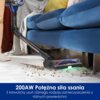Odkurzacz TINECO Pure One S50 Pro odkurza dywan, zbierając rozsypane zanieczyszczenia, a na dole zdjęcia widnieje tekst: "200AW Potężna siła ssania. Z łatwością usuń różnego rodzaju zanieczyszczenia z różnych powierzchni."
