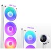 Na zdjęciu widoczne są dwa zestawy chłodzenia wodnego z podświetleniem RGB, jeden o długości 360 mm, drugi 240 mm, oraz okrągły element z wyświetlaczem pokazującym "32° Liquid". Na obudowie większego zestawu widnieje napis "NZXT".