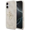 Etui na telefon w kolorze różowym z wzorem 4G i dużym złotym logo GUESS, przeznaczone do Apple iPhone 17. Na etui widoczny jest również napis "GUESS".