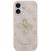 Etui na telefon w kolorze różowym z wzorem 4G i dużym, złotym logo GUESS na środku. Na dole etui znajduje się napis "GUESS".