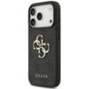 Czarne etui na telefon z dużym, złotym logo składającym się z liter "G" i "C" oraz napisem "GUESS" na dole. Etui ma teksturowaną powierzchnię i wycięcia na aparat oraz przyciski.