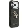 Czarne etui na telefon z dużym, metalicznym logo składającym się z liter "G" oraz napisem "GUESS" na dole. Etui ma teksturowaną powierzchnię i wycięcia na aparat oraz przyciski.