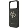 Czarne etui na telefon z dużym, złotym logo składającym się z liter "G" i "C" oraz napisem "GUESS" na dole. Etui ma teksturowaną powierzchnię i wycięcia na przyciski.