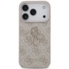 Etui na telefon w kolorze różowym z dużym, metalicznym logo "4G" oraz wzorem w tle, na dole widoczny napis "GUESS". Produkt przeznaczony jest do modelu Apple iPhone 17 Pro Max.