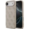 Etui na telefon w kolorze różowym z wzorem 4G i napisem "GUESS" na środku, zaprojektowane do iPhone 17 z funkcją MagSafe. Produkt ma wycięcia na aparat i przyciski oraz ozdobne logo.