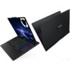 Na zdjęciu widoczne są dwa laptopy z serii Legion, jeden otwarty z kolorową klawiaturą i wyświetlaczem pokazującym grafikę z motywem górskim, drugi zamknięty z widocznym logo "LEGION" na obudowie. Oba laptopy mają nowoczesny design i ciemną kolorystykę.
