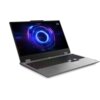 Na zdjęciu znajduje się otwarty laptop z kolorowym, abstrakcyjnym wzorem na ekranie oraz podświetlaną klawiaturą. W prawym górnym rogu ekranu widoczny jest napis "Lenovo LOQ".