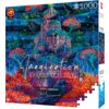 Na zdjęciu znajduje się pudełko puzzli z ilustracją przedstawiającą fantastyczną twierdzę otoczoną kolorowymi drzewami i krukami, z napisem "Imagination Good Loot Puzzle" oraz "Roch Urbaniak". W prawym górnym rogu widnieje liczba "1000", a w lewym dolnym 