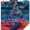 Na zdjęciu znajduje się opakowanie puzzli z ilustracją przedstawiającą fantastyczną budowlę otoczoną drzewami i krukami na tle nocnego nieba. Widoczny jest tekst: "Imagination Good Loot Puzzle", "Roch Urbaniak", oraz liczba "1000" oznaczająca ilość elemen