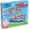 Opakowanie gry towarzyskiej "Zgadnij kto to?" z motywem Świnki Peppy, przedstawia dwa plansze z kartami postaci z bajki. Na opakowaniu widnieje logo "Peppa Pig" oraz napis "Zgadnij kto to?", a w dolnym rogu znajduje się oznaczenie wiekowe "6+" z ikoną dwó