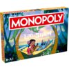 Pudełko gry planszowej z napisem "MONOPOLY" w czerwonym prostokącie oraz "Disney Lilo & Stitch" poniżej, przedstawia postacie Lilo i Stitcha na hamaku w tropikalnym otoczeniu. W lewym górnym rogu widnieje napis "Od zera do milionera", a w dolnym lewym rog