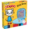 Żółte pudełko gry logicznej z ilustracją postaci Kici Koci oraz otwartą planszą z kolorowymi kostkami. Na pudełku widnieją napisy: "TOP TRUMPS MATCH", "Kicia Kocia" oraz "UŁÓŻ 5 ABY WYGRAĆ!".