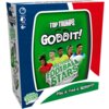 Pudełko gry logicznej z napisem "TOP TRUMPS GODDIT! WORLD FOOTBALL STARS" na zielonym tle, z ilustracjami pięciu piłkarzy. Na boku widoczne są ikony wskazujące na czas gry 10 minut, liczbę graczy 1-6 oraz wiek 6+, a także napis "Play it. Find it. GODDIT!"