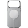 Szare etui na telefon z dużym otworem na aparat i okrągłym elementem MagSafe na środku. Produkt jest przeznaczony do modelu Apple iPhone 17 Pro Max.