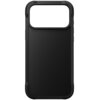 Czarne etui na telefon z wycięciem na aparat, o gładkiej powierzchni i zaokrąglonych krawędziach. Produkt jest przeznaczony do modelu Apple iPhone 17 Pro Max i obsługuje technologię MagSafe.