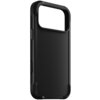 Czarne etui na telefon z wyraźnym otworem na aparat, wykonane z solidnego materiału, z widocznymi przyciskami bocznymi. Produkt jest przeznaczony do modelu Apple iPhone 17 Pro Max i posiada funkcję MagSafe.