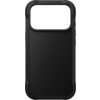 Czarne etui na telefon z wycięciem na aparat, o gładkiej powierzchni i wzmocnionych krawędziach. Produkt jest przeznaczony do modelu Apple iPhone 17 Pro i obsługuje technologię MagSafe.
