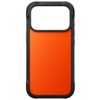 Pomarańczowe etui do telefonu z czarną ramką, przeznaczone dla modelu Apple iPhone 17 Pro, z dużym otworem na aparat. Produkt ma gładką powierzchnię i solidną konstrukcję.