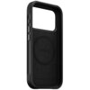Czarne etui na telefon z wycięciem na aparat i przyciski boczne, z widocznym napisem "NOMAD" wewnątrz. Na boku etui znajduje się napis "NOMAD".