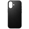 Czarne etui wykonane z gładkiego materiału, z wycięciem na aparat i dodatkowym małym otworem. Produkt jest przeznaczony do telefonu Apple iPhone 17.