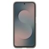 Na zdjęciu widoczny jest smartfon w etui o metalicznym grafitowym kolorze, z ekranem wyświetlającym abstrakcyjny wzór w odcieniach szarości i różu. Na górze ekranu znajduje się mały otwór na kamerę.