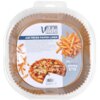 Opakowanie zawiera foremki papierowe do frytkownicy powietrznej marki Vilde, z widocznym logo, zdjęciem pizzy i frytek oraz tekstem "AIR FRYER PAPER LINER". Na etykiecie podano wymiary 23x23 cm oraz ilość 50 sztuk.