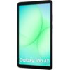 Na zdjęciu widoczny jest tablet z wyświetlaczem, na którym znajduje się grafika z zielonymi okręgami na niebieskim tle. W dolnej części ekranu widnieje napis "Galaxy Tab A11".