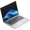 Na zdjęciu widoczny jest srebrny laptop z otwartym ekranem, na którym wyświetlany jest abstrakcyjny, niebieski wzór. Klawiatura jest pełnowymiarowa, a obudowa ma smukły design.
