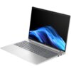 Na zdjęciu widoczny jest srebrny laptop z otwartym ekranem, na którym wyświetlany jest abstrakcyjny niebieski wzór. Klawiatura jest pełnowymiarowa, a obudowa ma gładkie wykończenie.
