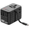 Czarny adapter podróżny z logo "verbatim" na górze, posiadający różne gniazda i porty oznaczone jako A1, A2, C1, C2, C3 oraz napis "100W GaN III". Na boku widoczny jest napis "USA/JP Socket" oraz kabel z końcówką USB-C.