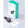 Na zdjęciu znajduje się czarna ładowarka samochodowa z dwoma portami USB oraz pudełko z napisem "AUKEY Pathfinder Mix 3 66W" i instrukcja obsługi. Na pudełku widoczne są ikony informujące o szybkim ładowaniu, ochronie i 2-letniej gwarancji.
