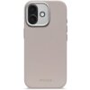Beżowe etui skórzane z napisem "DECODED" na dole, zaprojektowane dla Apple iPhone 17, z wycięciem na podwójny aparat i lampę błyskową.