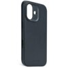 Granatowe etui skórzane z wycięciem na aparat i logo "DECODED" na dole. Produkt jest przeznaczony do Apple iPhone 17 i kompatybilny z MagSafe.