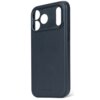 Granatowe etui skórzane z wycięciami na aparat i przyciski, z wytłoczonym napisem "DECODED" na dole. Produkt jest przeznaczony do telefonu Apple iPhone 17 Pro i obsługuje technologię MagSafe.